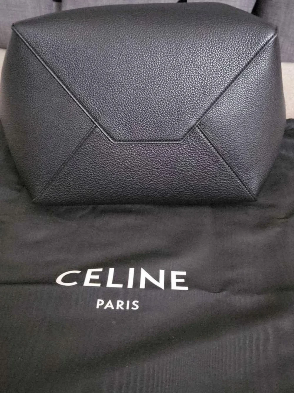 Celine Black Pebbled Leather Knot-Front Tote - Picture 3 of 6